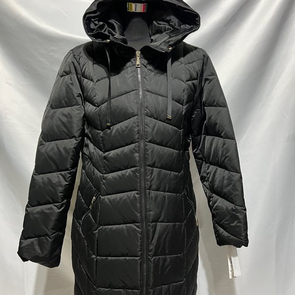 Gorgeous Tahari Mid Length Puffer Coat w/faux fur hood trim In Blk Plus Size XXL - Picture 8 of 15